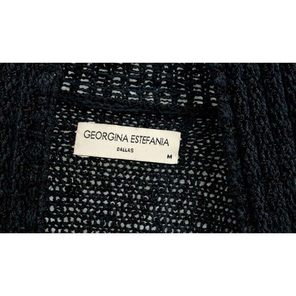 Georgina Estefania Dallas Knit in USA Black Open Woven Sweater Cardigan M - Picture 3 of 7